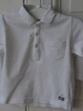 Tee shirt blanc col polo - 12 mois