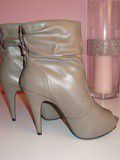 Boots open toe montantes taupe 38