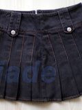 Mini jupe plissée en jean noir surpiqué camel 38