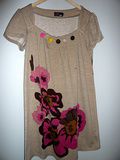 Robe Yumi beige/fleurs roses - Taille m/l
