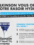 Le Rasoir Wilkinson Hydro 3 ou 5 est 100% remboursé