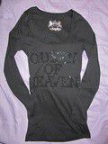 T-shirt noir manches longues  Queen of Heaven  Key Largo Girls
